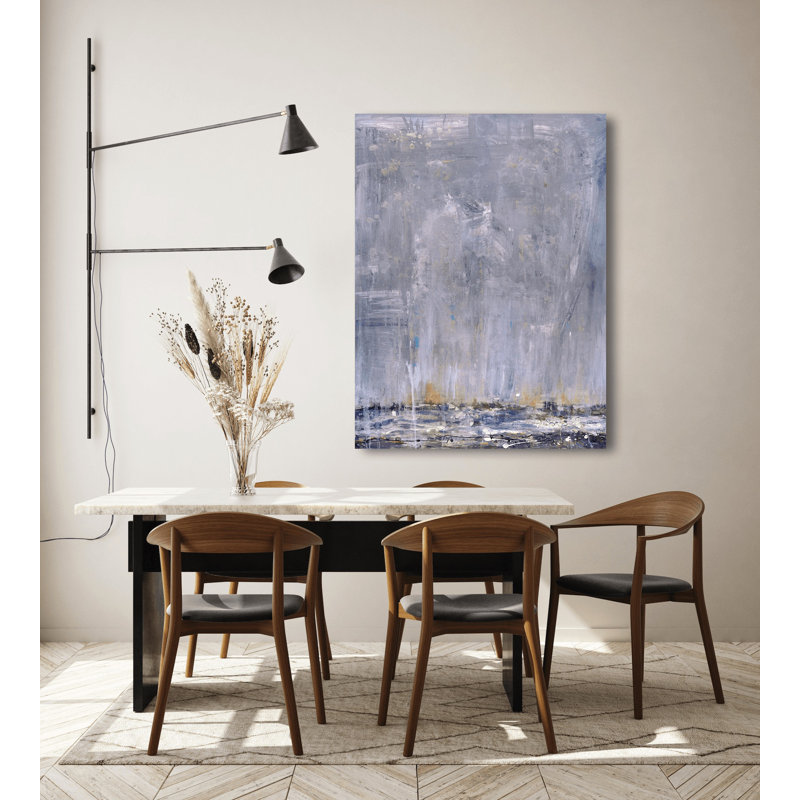 Blue Rain I - Artist Enhanced Canvas Print, Black Framed Canvas, 25.5" H x 21.5" W x 1.75" D