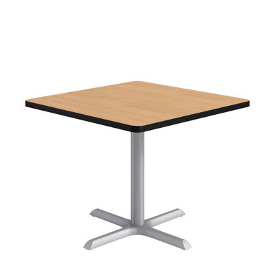 KFI Studios Proof 42" Square Pedestal Table, Grey Top, Black X-Base