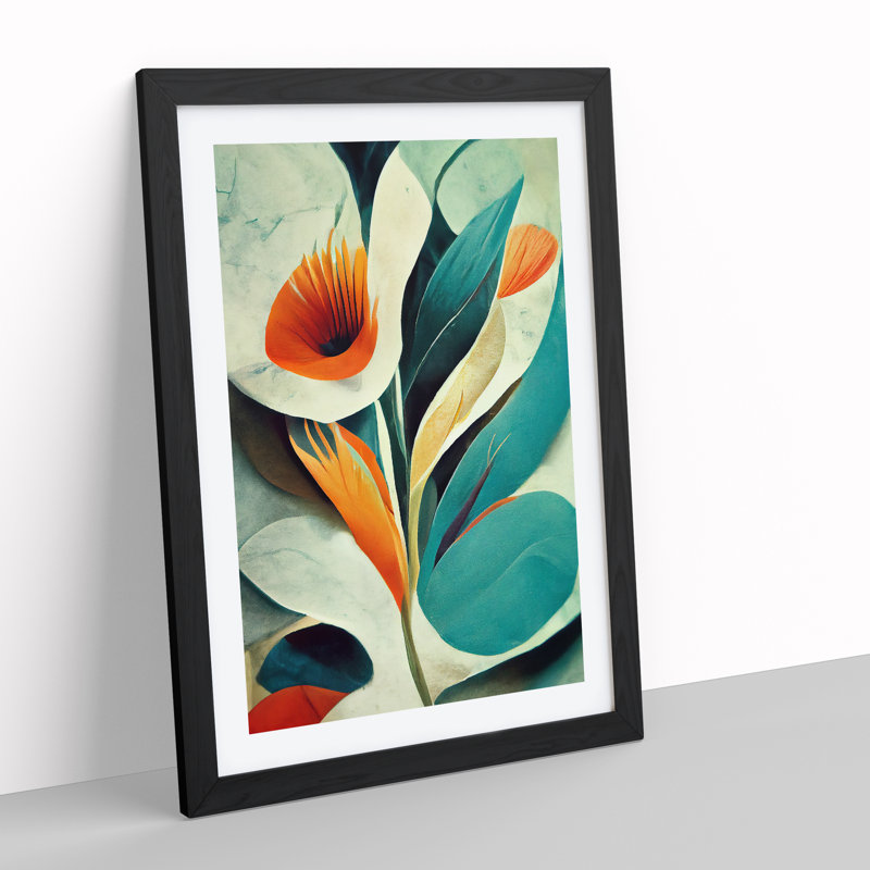 Floral In Abstract No.5 - Single Picture Frame Print, 34cm H x 25cm W x 2cm D, Black