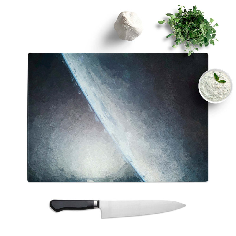Tempered Glass The Edge of the Earth in Abstract Chopping Board, 28.5 cm W x 20 cm L