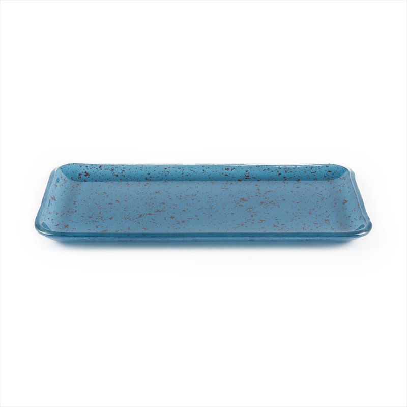 Service de table en verre 12,25 po x 6 po x H: 1 po, Bleu