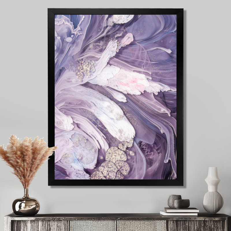 Mauve liquide Art Ripples - art mural moderne sur toile, Impression encadrée, H 12 po x l 8 po, Noir