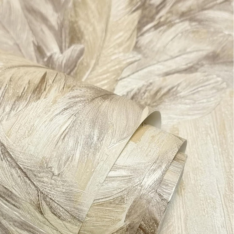 Feather Heavyweight Vinyl Wallpaper, Natural Beige
