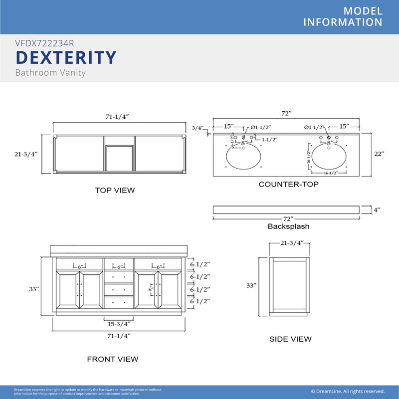 Dexterity 72" Double Bathroom Vanity Set, White