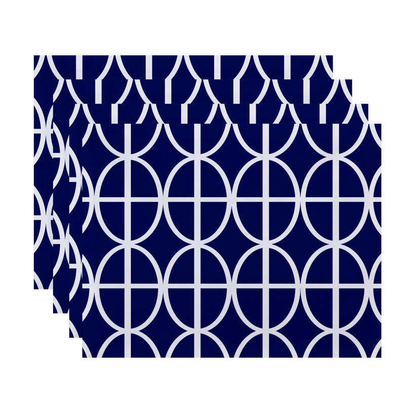 Noxon Polyester Geometric Rectangle Placemat, Royal Blue