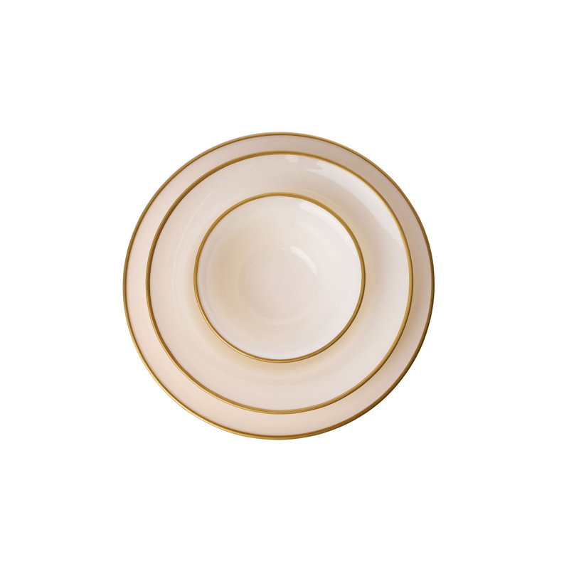 Service de table (18 pièces), Doré / crème