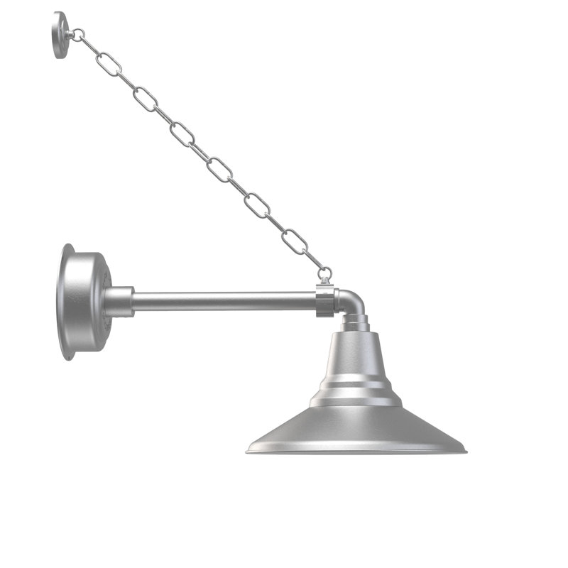 Luminaire de grange d’extérieur à del Albali, H 12 po x l 12 po x P 23 po, Argent galvanisé