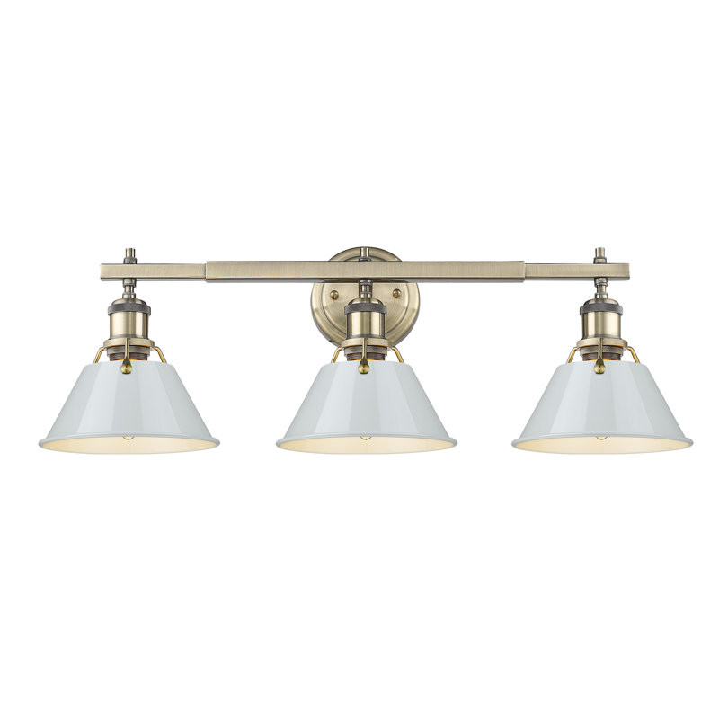 Luminaire à 3 lumières Felda, Laiton vieilli, Bleu sombre