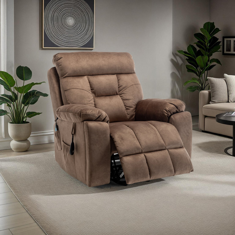 Velvet Power Lift Recliner Chair With Heat And Massage For Elderly 