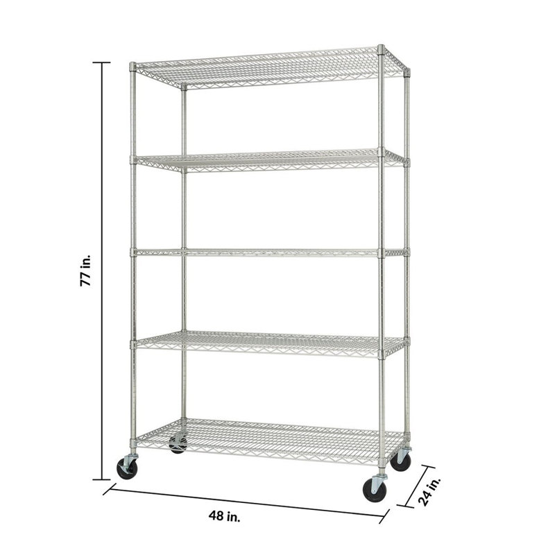 EcoStorage 48" Chrome 5-Tier Commercial Wire Shelving Unit