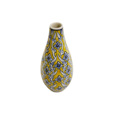 Vase mince en céramique Home & Manor - jaune
