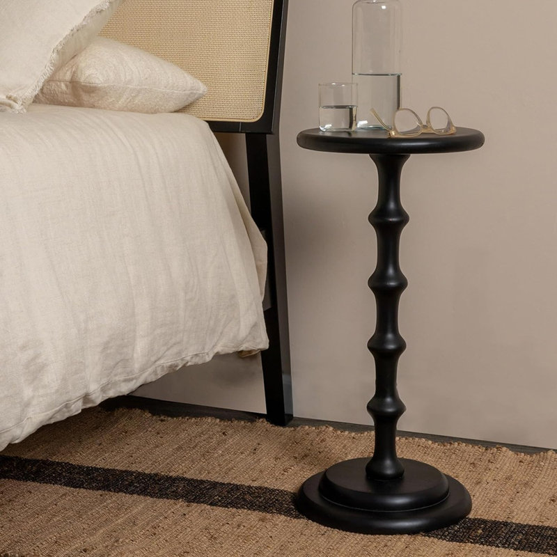 Table d'appoint à piédestal, noire