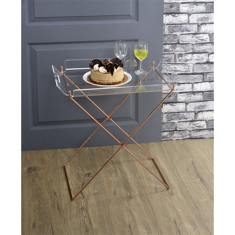 Table-plateau en acrylique et cuivre transparent Cercie