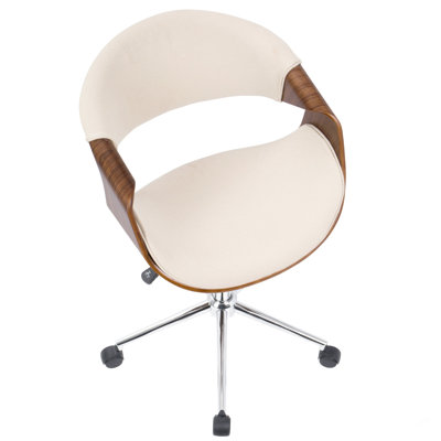 Chaise de bureau en noyer et crème