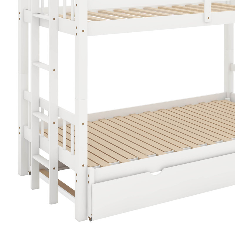 Twin Over Pull-Out Bunk Bed With Trundle, White