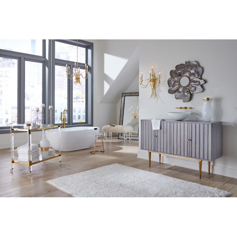 Delphine Antique Gold Leaf Accented Gray 54'' Sideboard