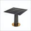 Table de négocier moderne carrée en pierre frittée de 85 cm avec base dorée-132906626-132906629
