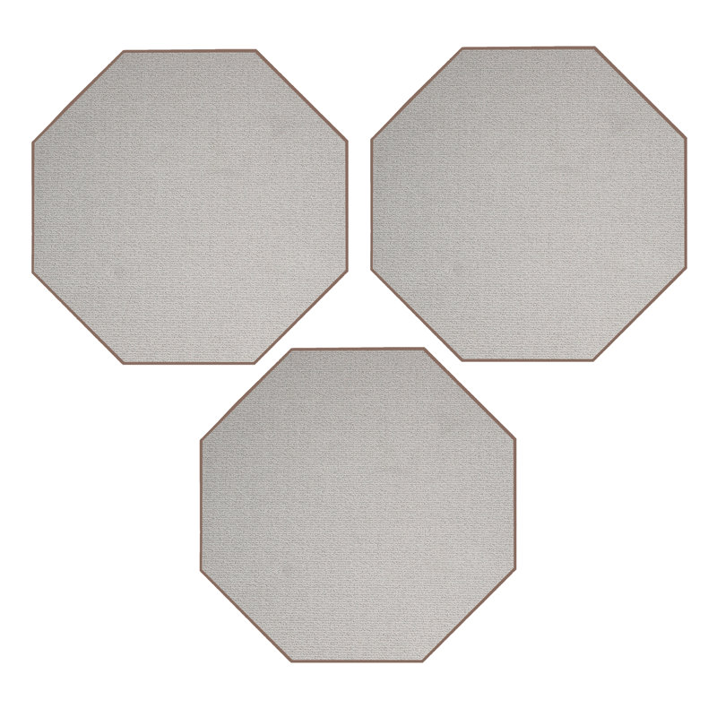 Apremont Solid Color Machine Made Tufted Polyester Area Rug in Beige Set, Octagon 3'