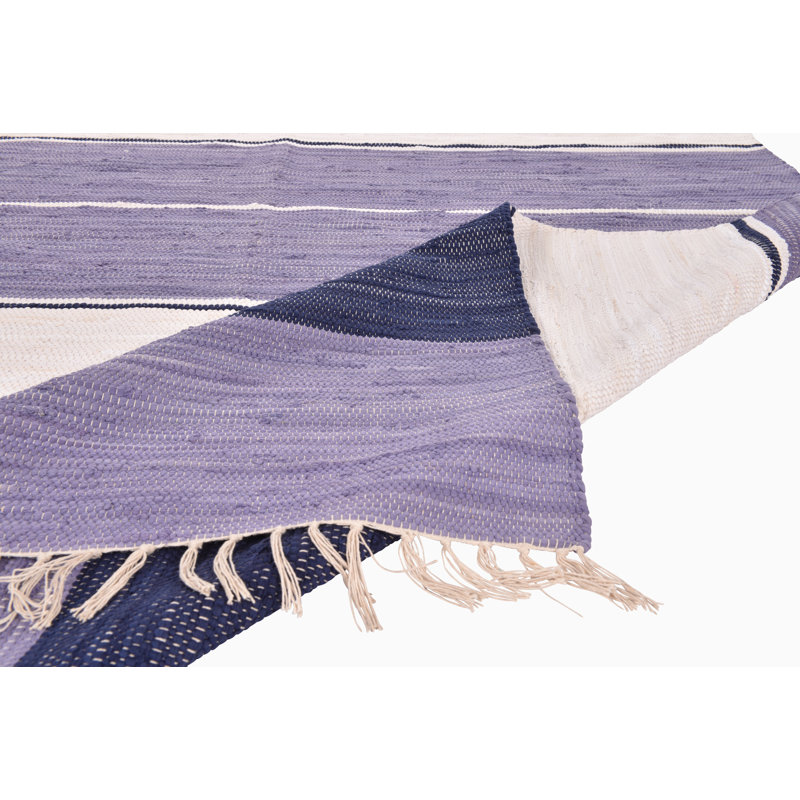 Striped Cotton Hand Woven Area Rug, Rectangle 160 x 230cm
