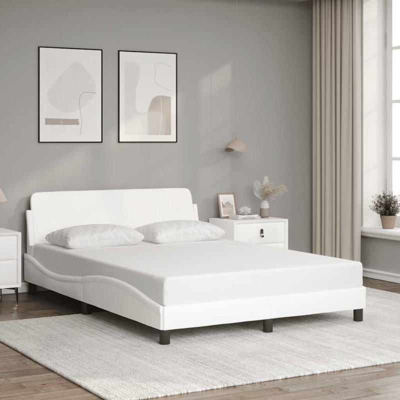 Cadre de lit vidaXL Dover blanc 137 x 190 cm, Double, Blanc