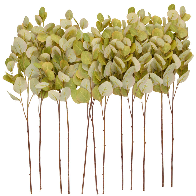 Polyester grand feuillage artificiel tige d'eucalyptus, Vert clair