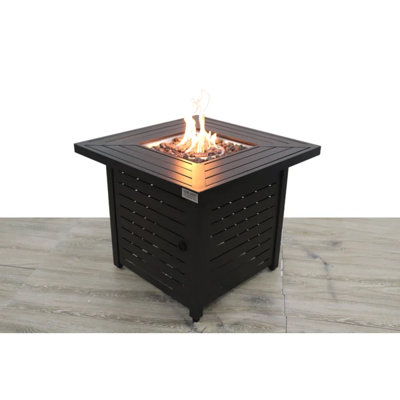25'' H X 30'' W Steel Outdoor Fire Pit Table With Lid