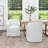  25" Wide Modern No Assembly Linen Barrel Back Upholstered Dining Armchair with Interchangeable Casters & Fixed Feet (Set of 2)-1154927050
