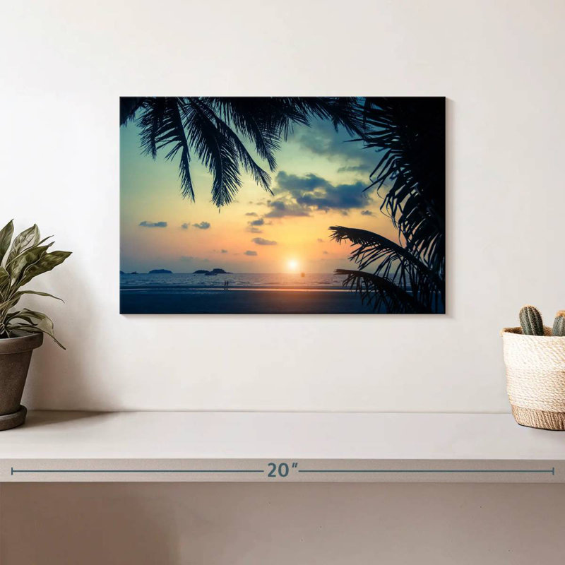 Gillard coucher de soleil silhouette de palmiers, H 8 po x l 12 po