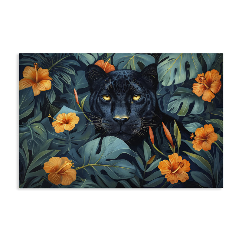 Toile cachée du paradis des panthères, design par Ray Powers, H 24 po x l 36 po