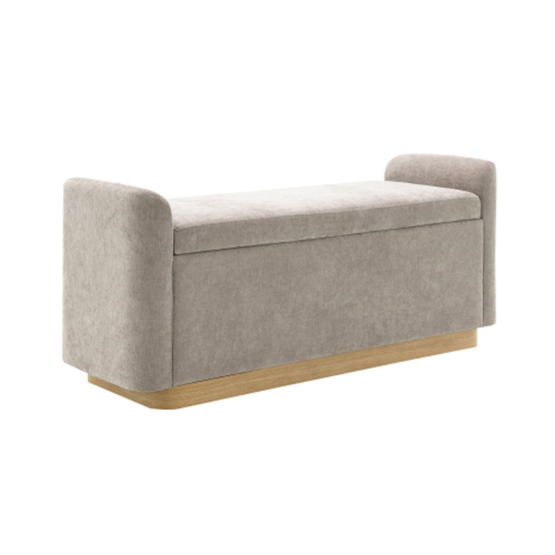 Banc de 49 pouces avec rangement, banc d'entrée rembourré, convient aux chambres à coucher et aux salons, Brun