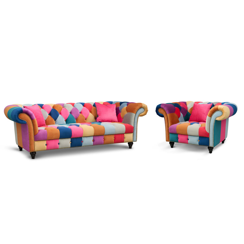 Camaury 2 Piece Velvet Chesterfield Living Room Set