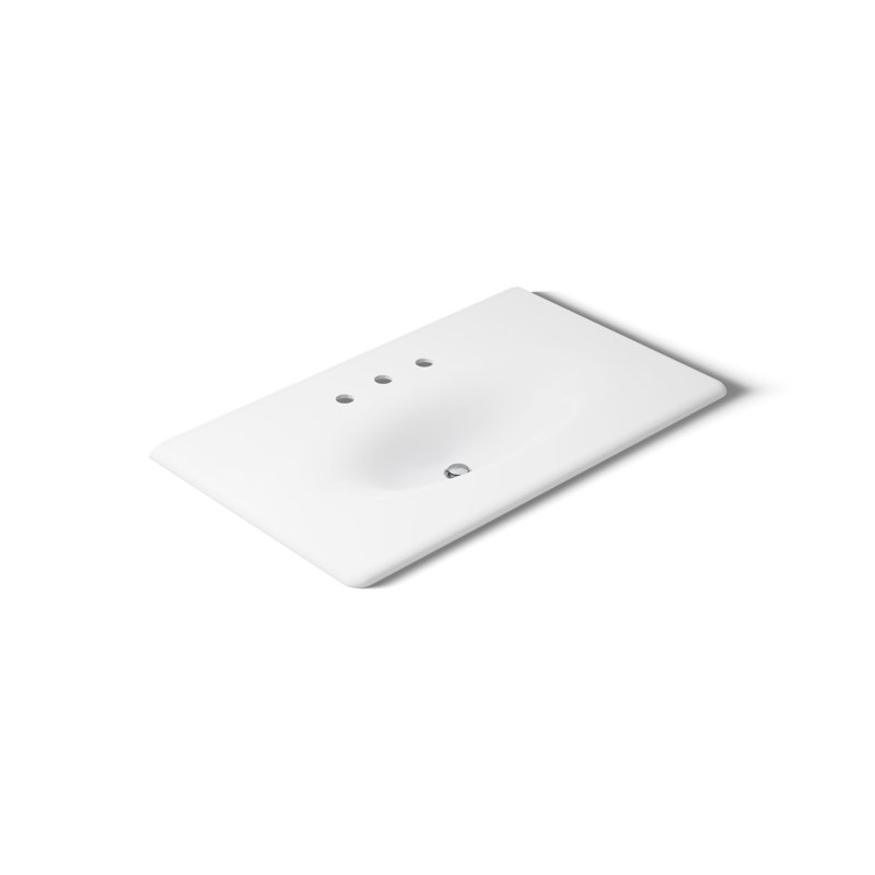 Iron Impressions 38" Single Bathroom Vanity Top, 8'' Centers, White