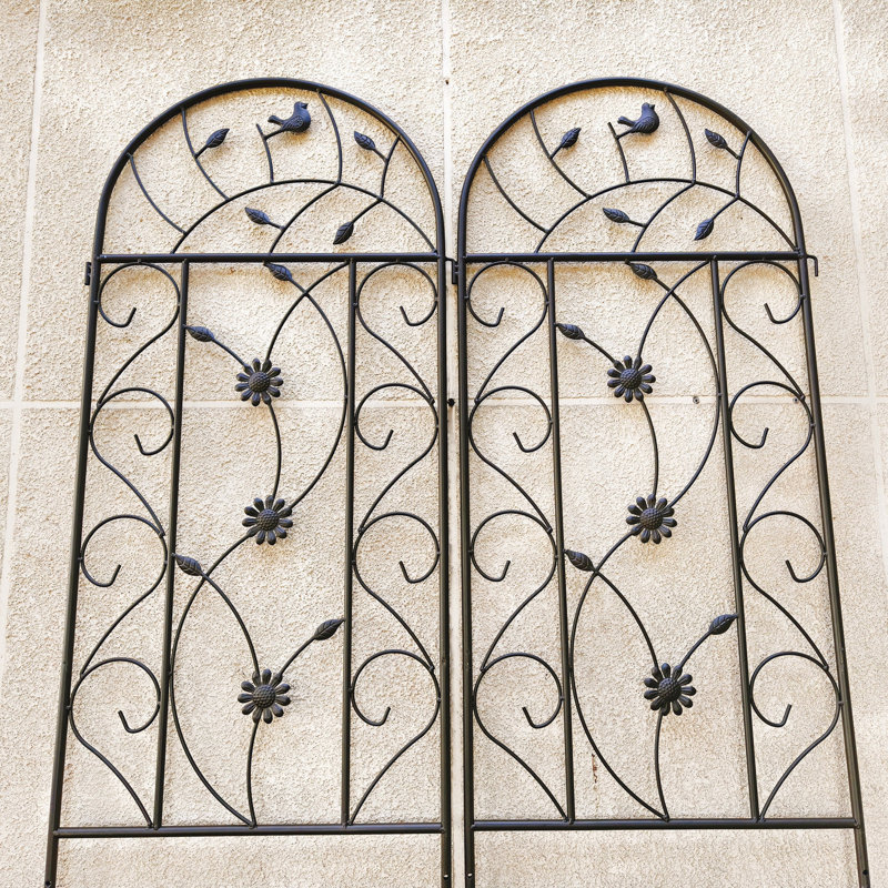 Ensemble de 2 treillis de jardin en métal 86,7 "x 19,7" antirouille pour plantes grimpantes Support de fleurs extérieur brun