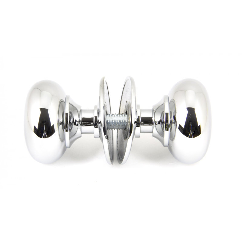 Mushroom Mortice/Rim Knob Set, Polished Chrome
