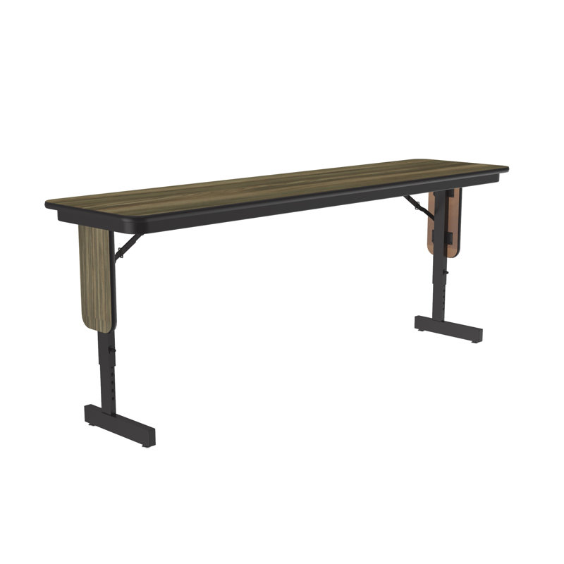 Rectangle Height Adjustable Modular Training Table, 30" H x 96" L x 18" W, Colonial Hickory