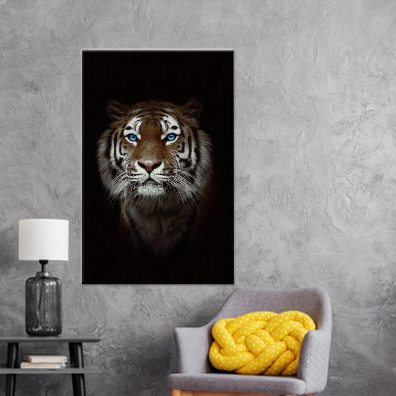 Art moderne sur toile, impression de tigre aux yeux bleus pour un décor élégant, 1P, H: 102,4 po x l: 47,3 po