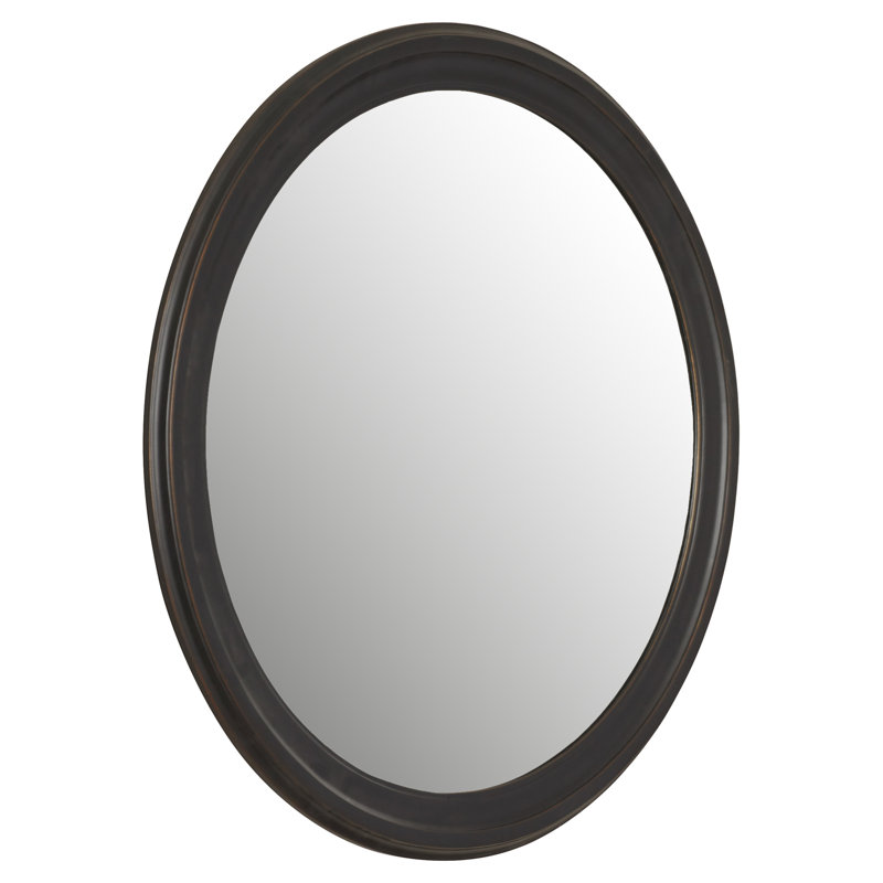 Meayki Solid Wood Round Mirror, Bronze