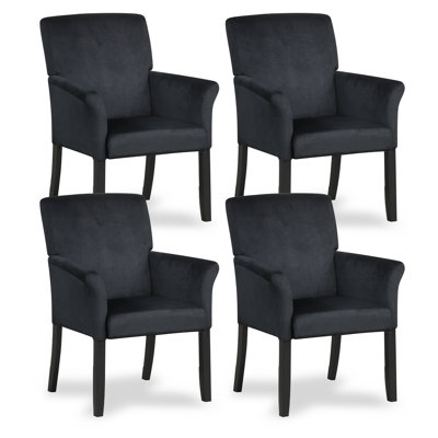  Ensemble de 4 chaises avec accoudoirs et bureau à domicile avec pieds en bois noir