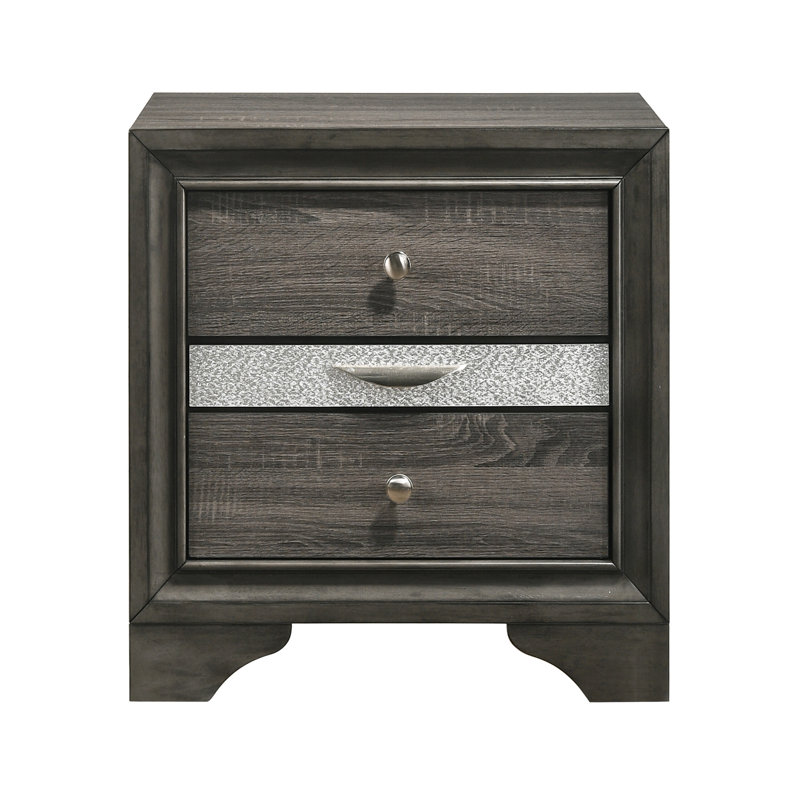 Grey 3 Bedroom Nightstand - Sleek Rustic Appearance, 26.5" H X W 17.5" D Rubberwood, Felt Lined Drawer For Contemporary Style, 26.5"x26.5"x17.5" Storage Compartment