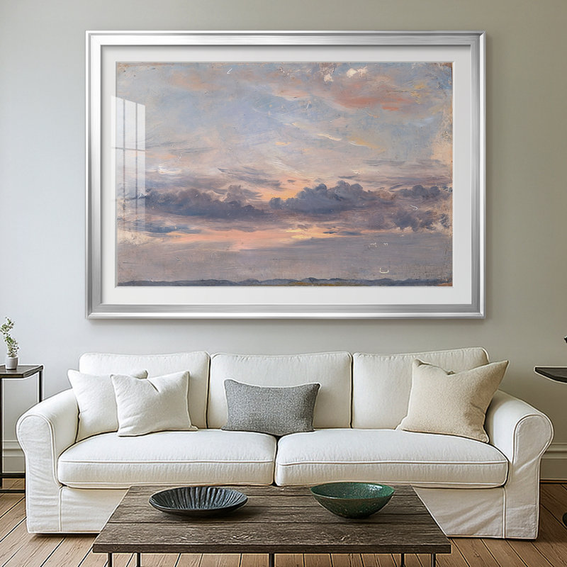 Étude de nuages - John Constable - Toile tendue avec châssis, c. 1821-1822, 26,5 x 36,5, Impression encadrée, Argent