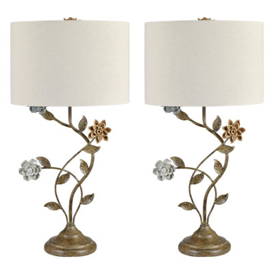 29.25" Metal Table Lamp With Cream Shade