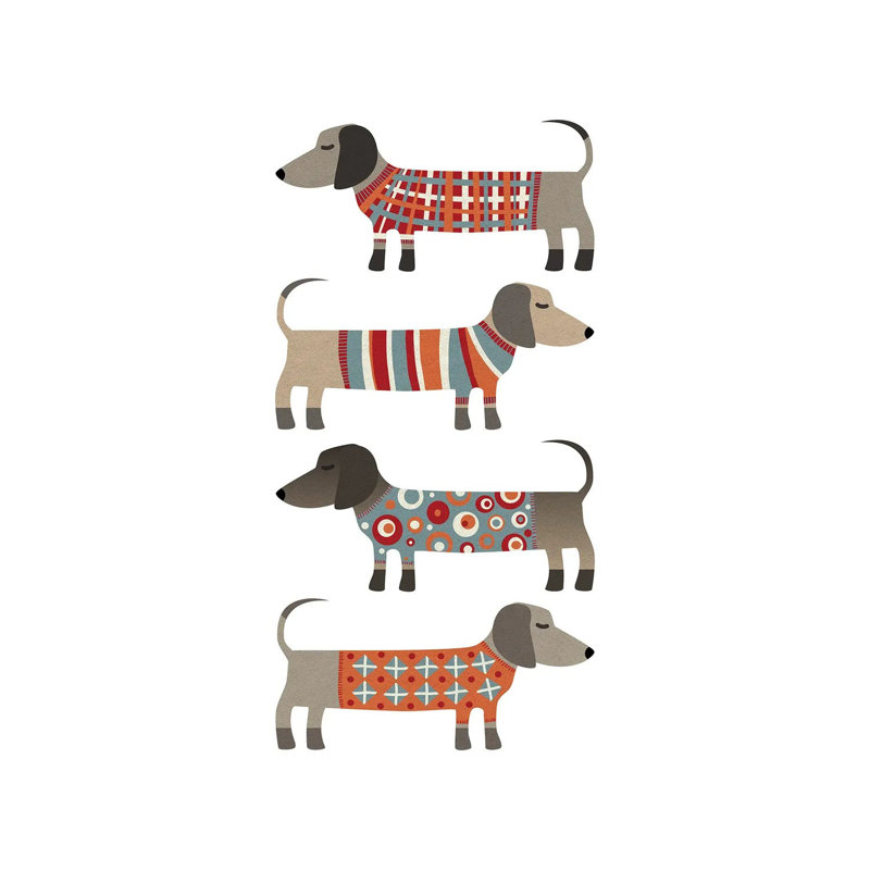 Sausage Dogs In Sweaters by Nic Squirrell - Wrapped Canvas Gallery-Wrapped Canvas Giclée, 152.5 cm H x 101.5 cm W