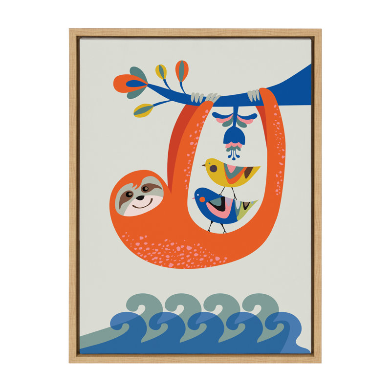 «Little Sloth» par Rachel Lee, 3 oiseaux, reproduction d'art sur toile encadrée