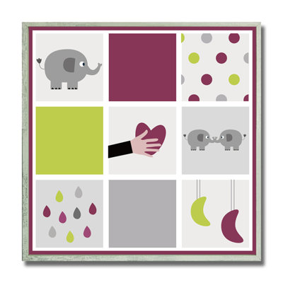 «Baby Elephant», art mural encadré pour enfant, 12 po x 12 po