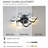 Modern Butterfly Flush Mount Ceiling Fan with Light Dimmable Remote Control Matte Black