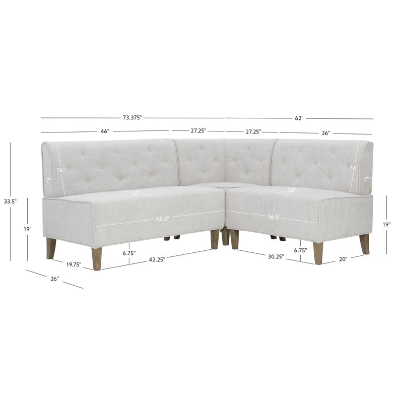 Ehrhart Tufted Back Upholstered Corner Bench