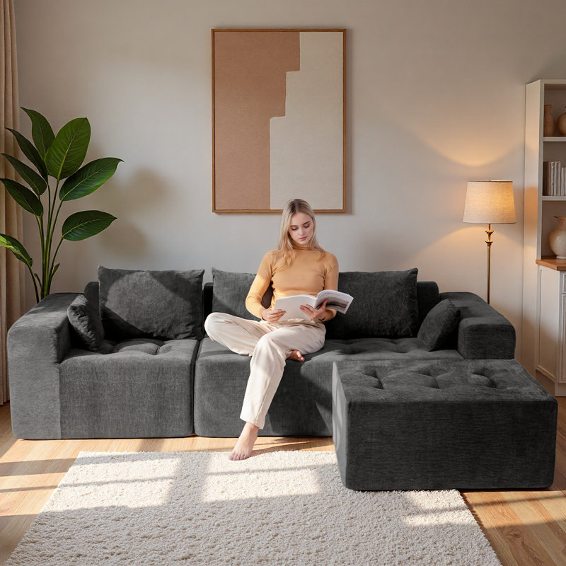 Canapé modulaire Boneless, Gris foncé