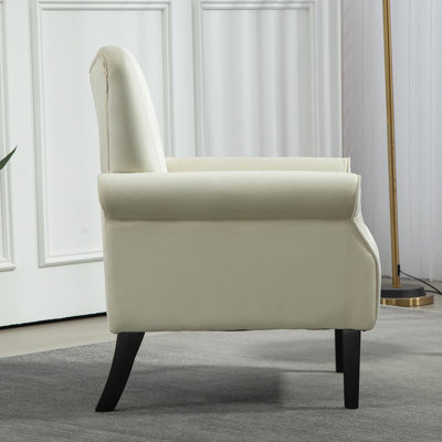 Mid-Century Modern Wingback Accent Armchair with Sturdy Wood Legs