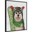 «Christmas Husky Snowboard» par Fab Funky, impression sur toile encadrée