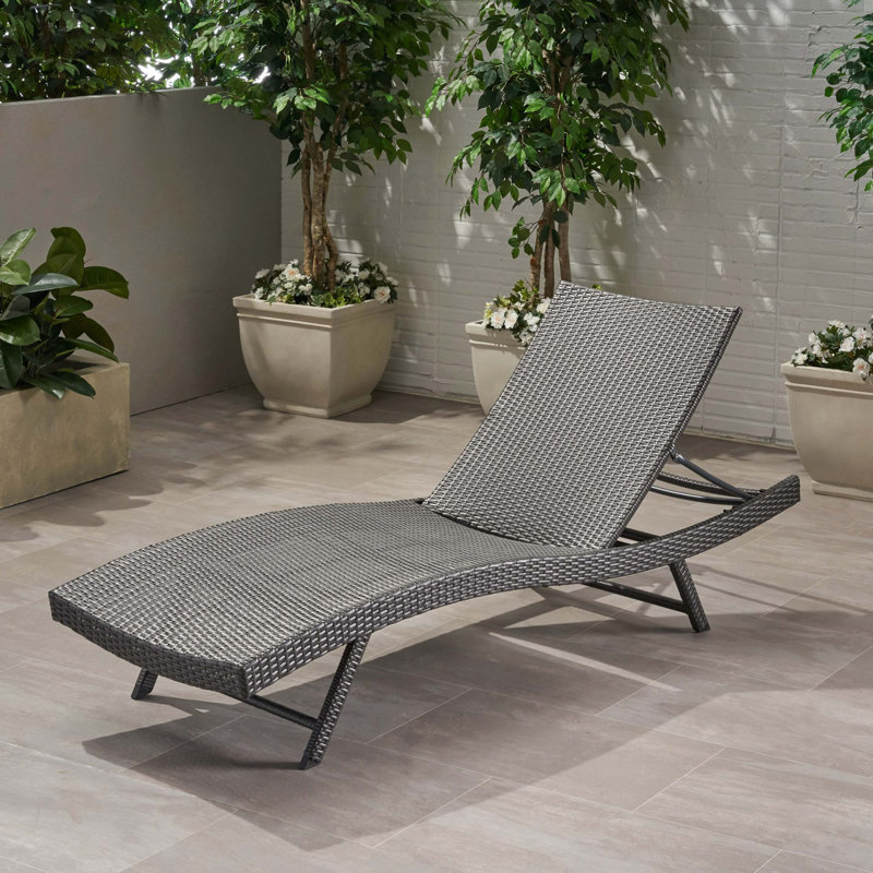 Chaise longue en osier Kauai Pe, Gris
